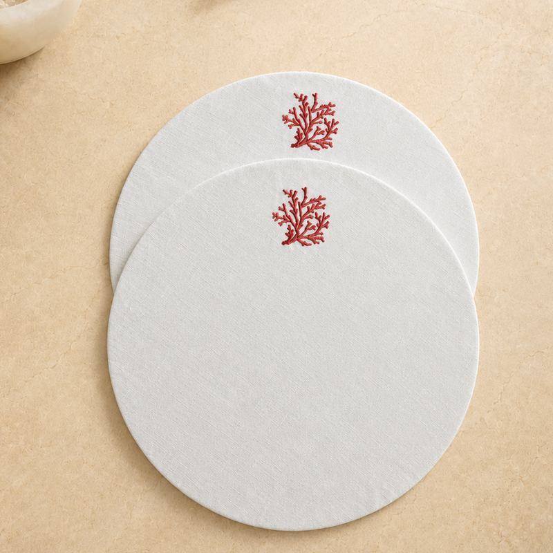 Individuales Toscana Coral en blanco roto – Juego de 2