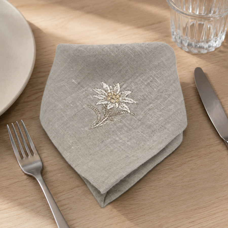 Cortina Stella Alpina Napkins in Oatmeal Stone — Set of 4