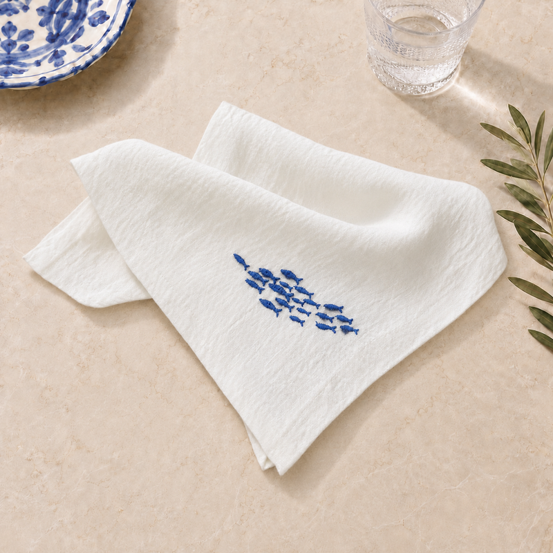 Servilletas de Sardinas Amalfi en Blanco Roto – Set de 4