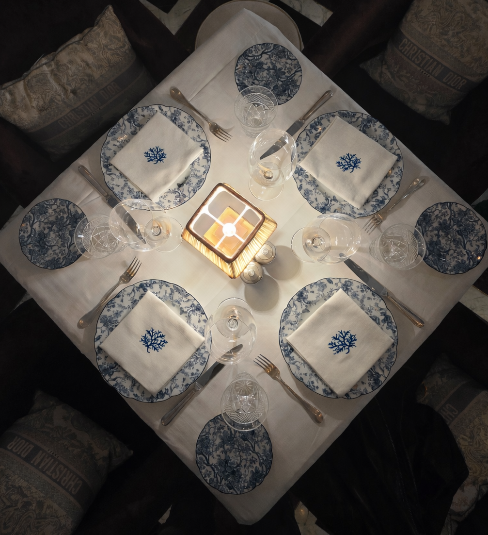 Luxury table setting showcasing the art of the Italian table with MI-RE-LA linens