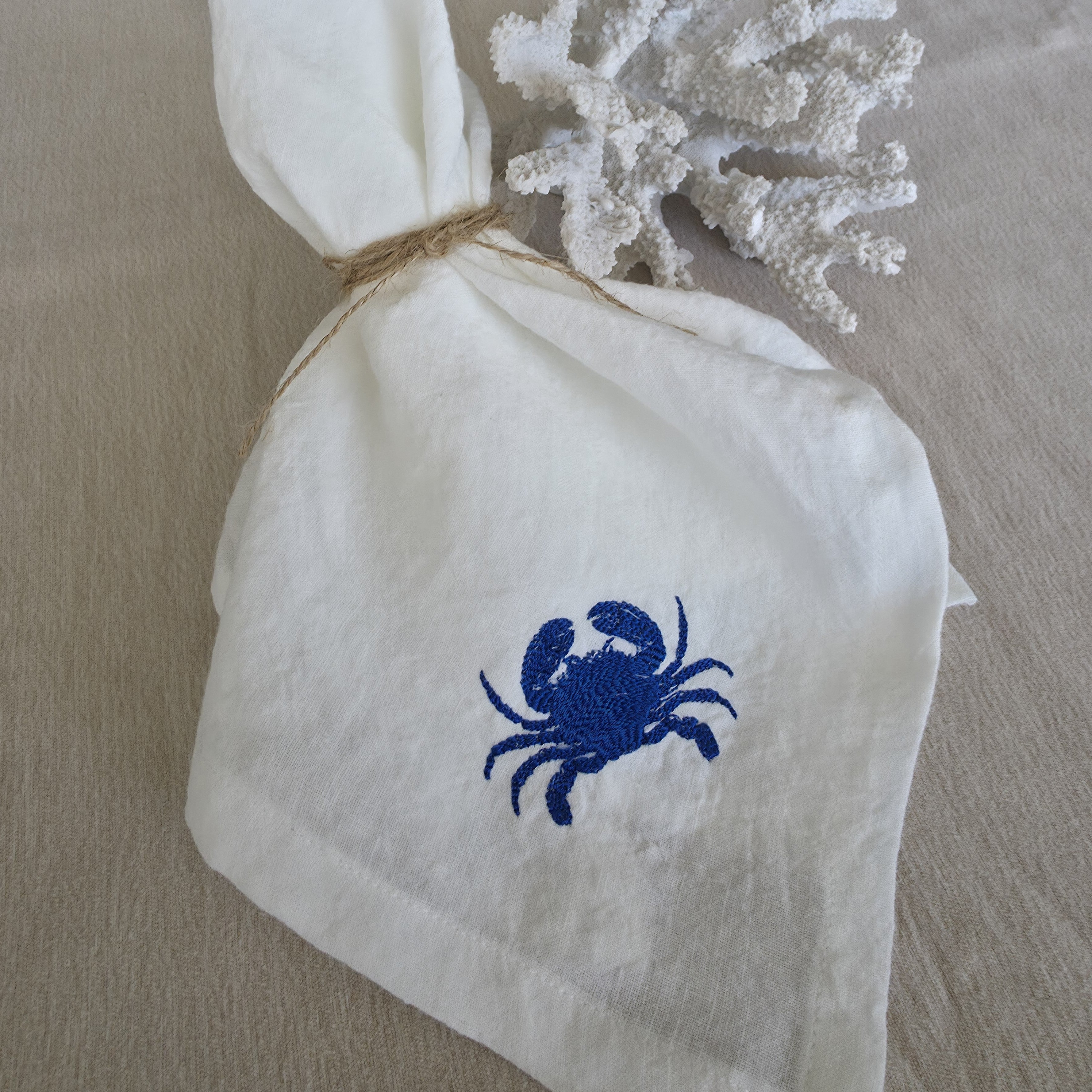 Amalfi Crab Napkins in Off-White – Set of 4