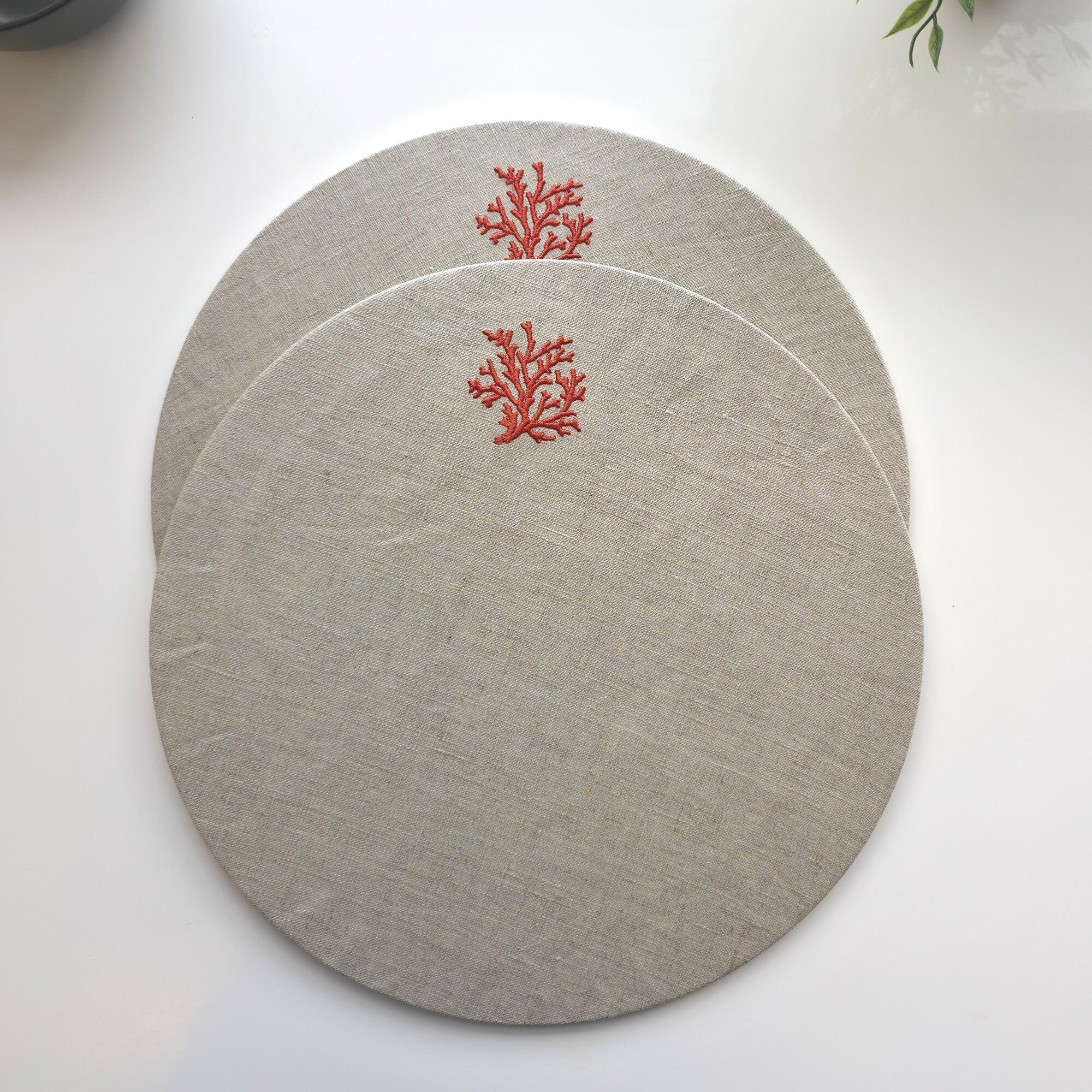 Toscana Coral Placemats in Oatmeal Stone – Set of 2