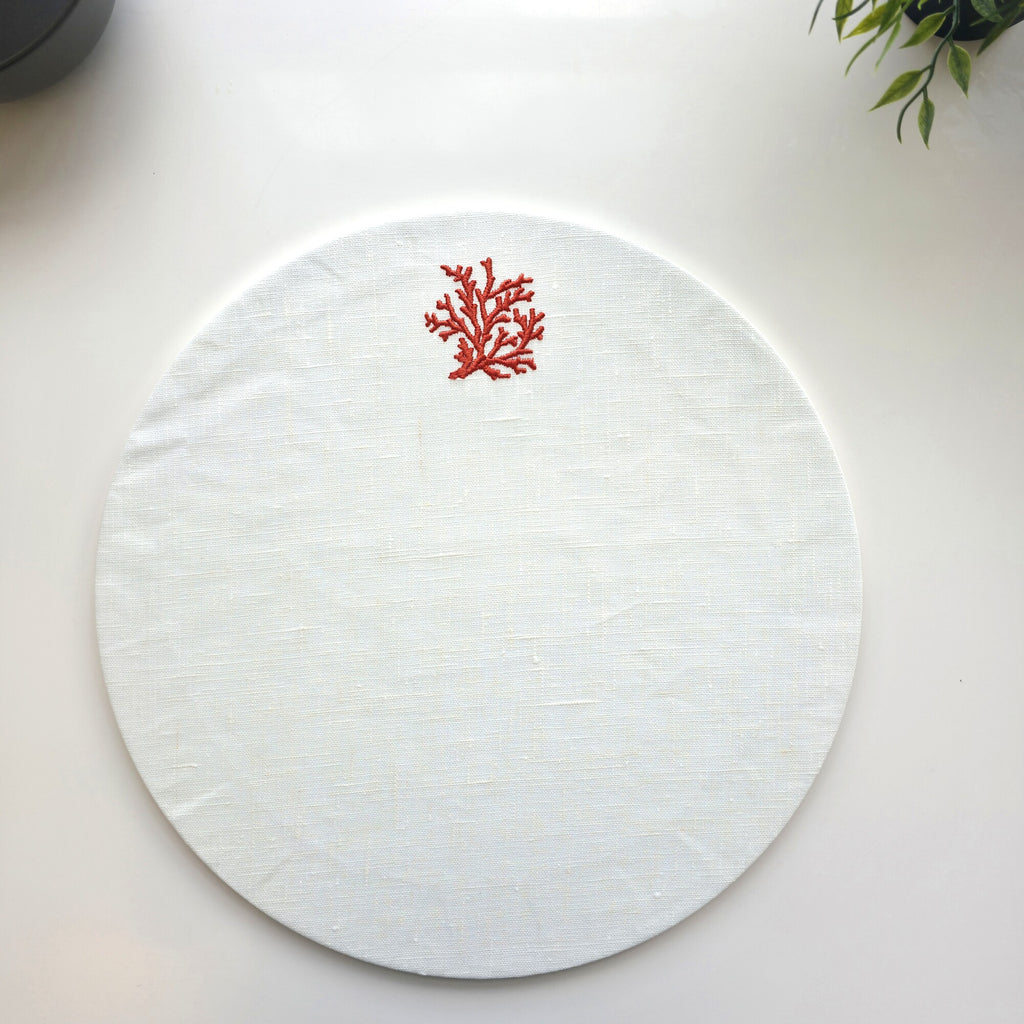 Toscana Coral Placemats in Off-White – Set of 2