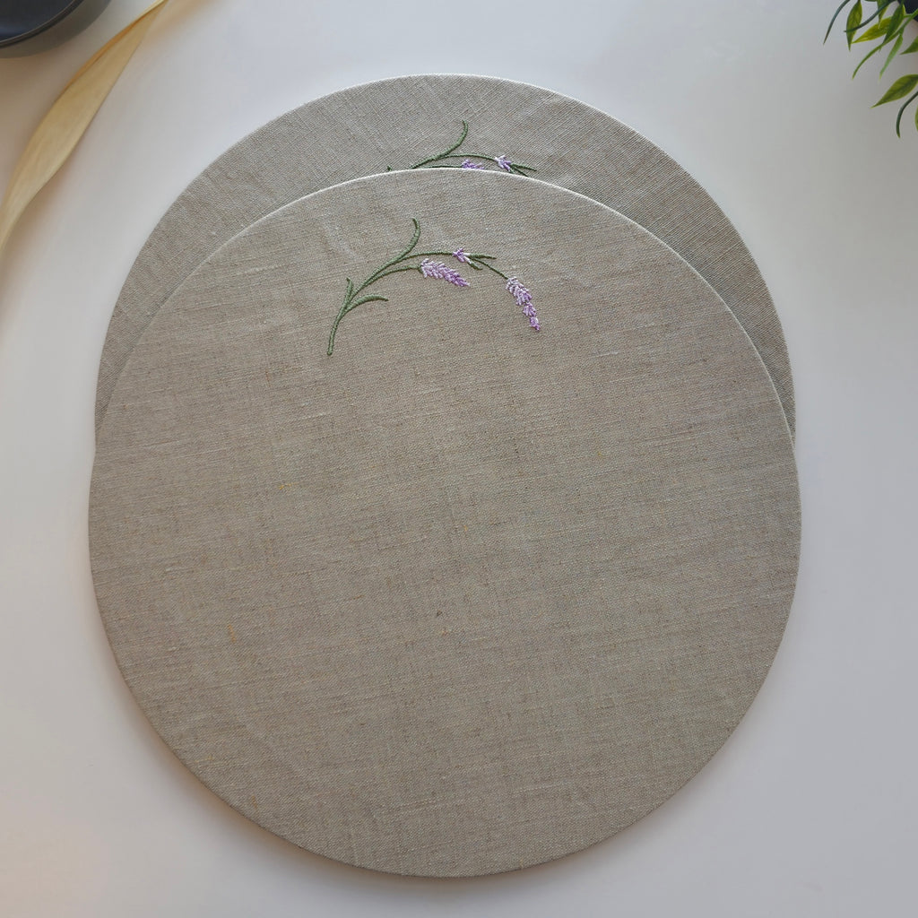 Toscana Lavender Placemats in Oatmeal Stone – Set of 2