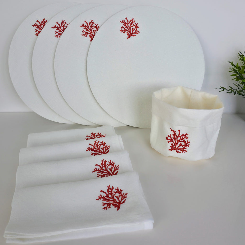 Conjunto Completo Toscana Coral en Blanco Roto