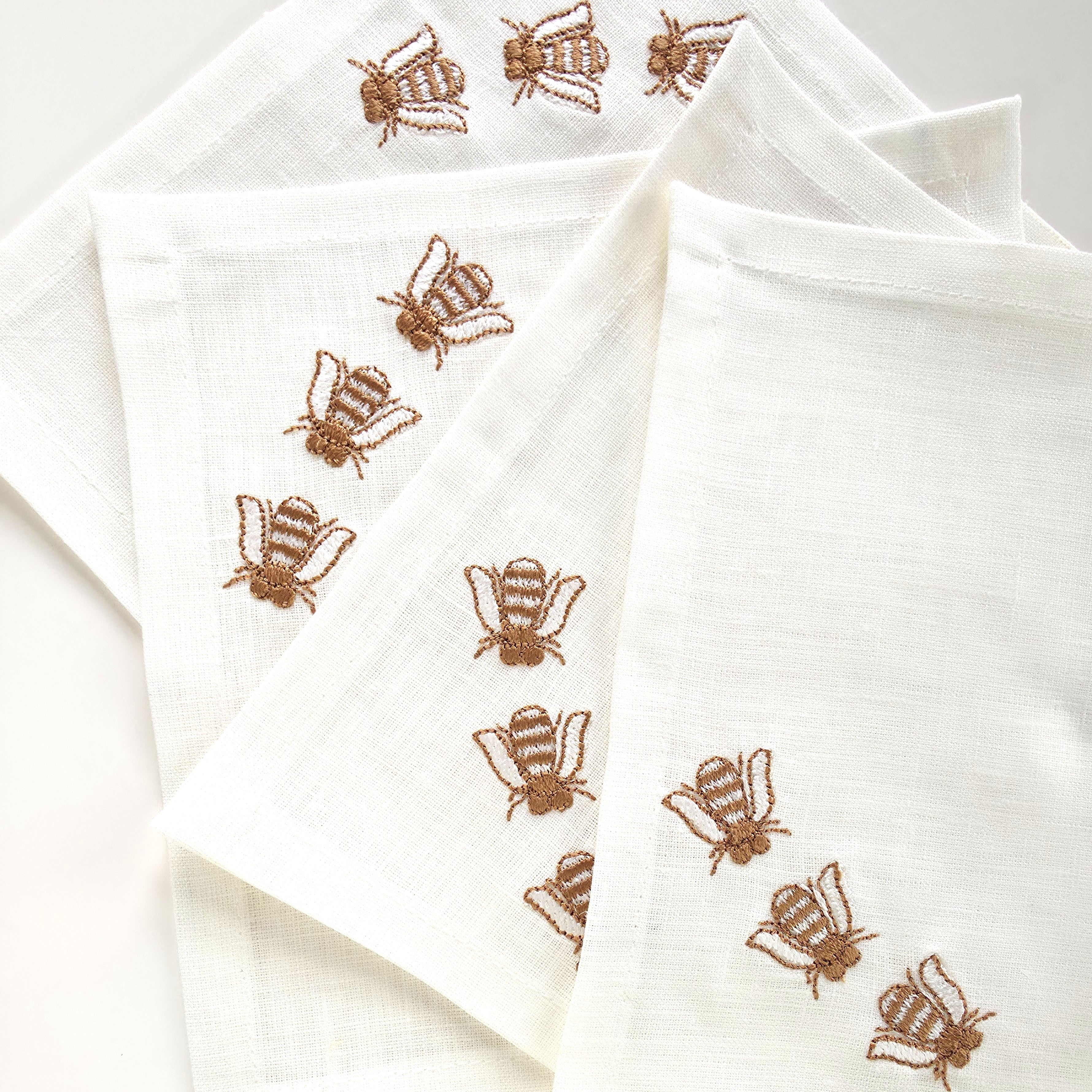 Servilletas de cóctel Toscana Abeja en blanco roto – Juego de 4