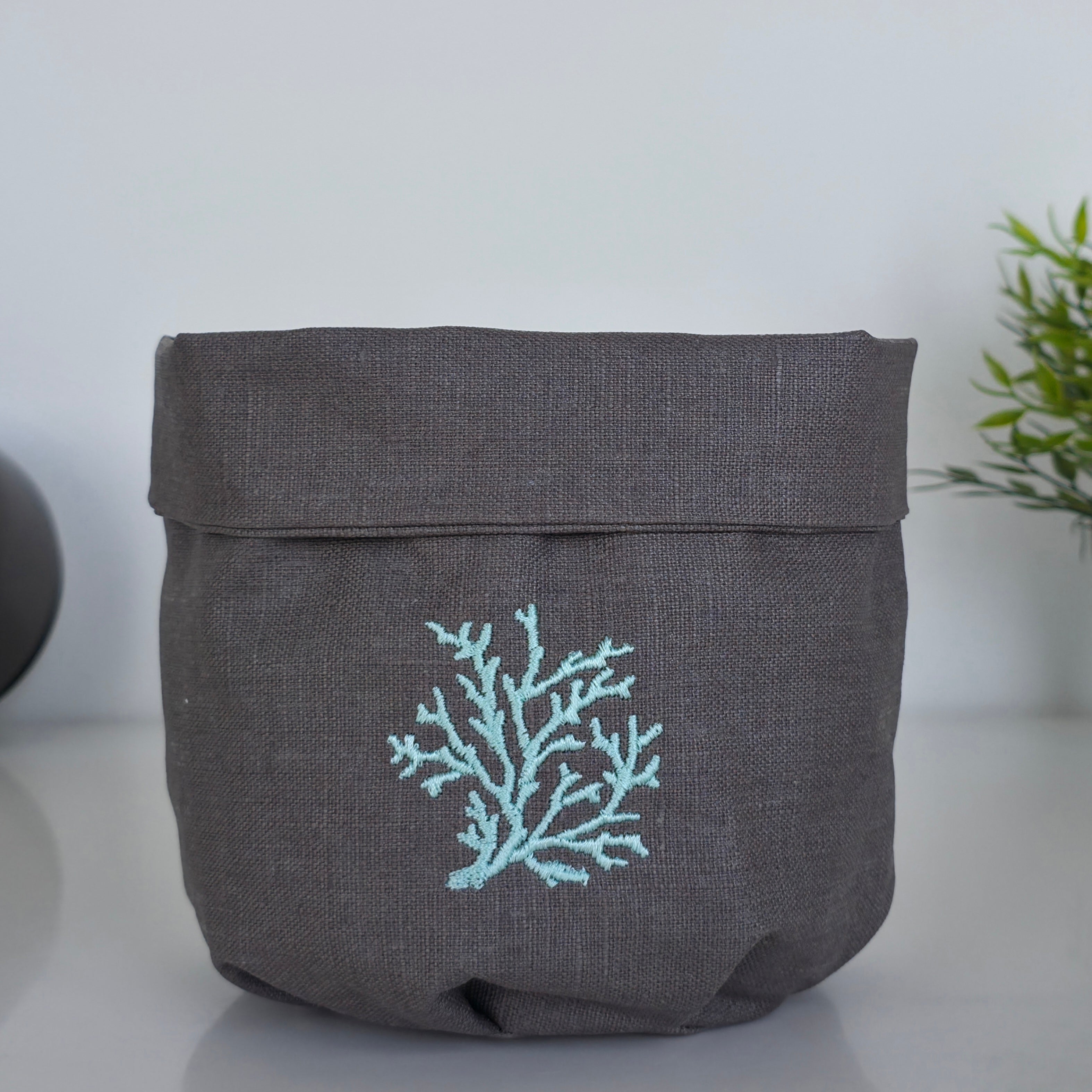 Toscana Aqua Coral Basket in Dark Taupe