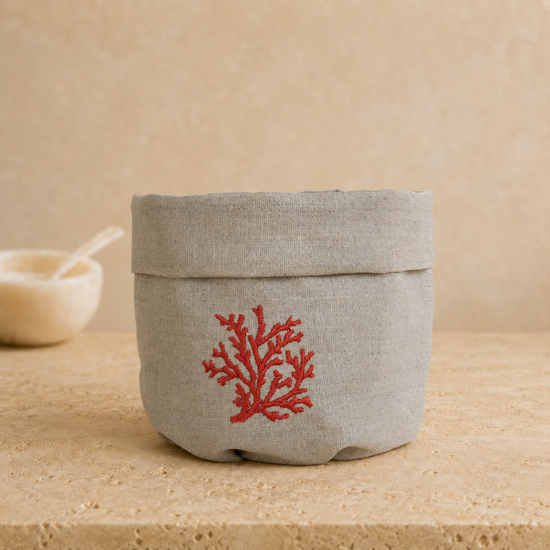 Cesta Toscana Coral en piedra avena