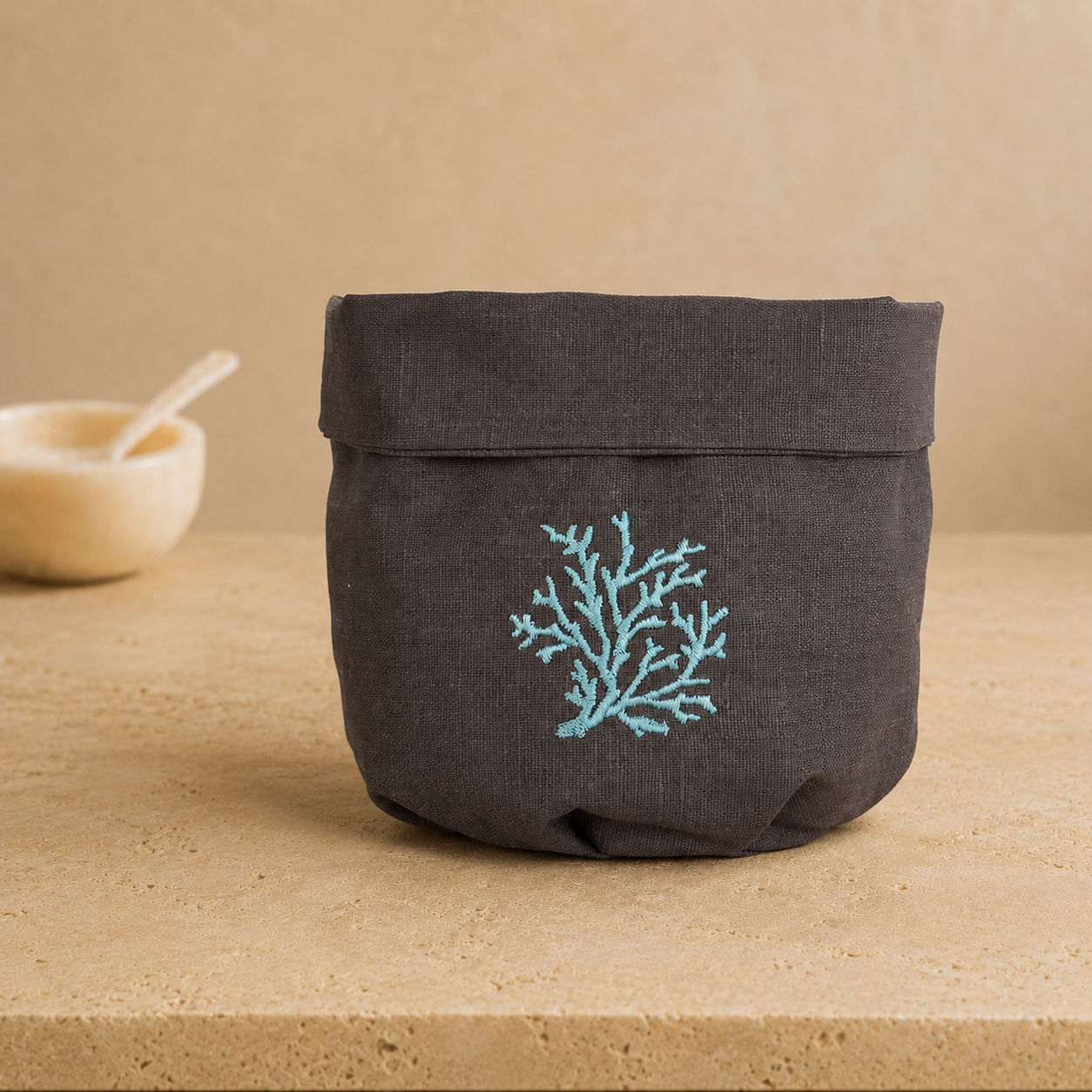 Toscana Aqua Coral Basket in Dark Taupe