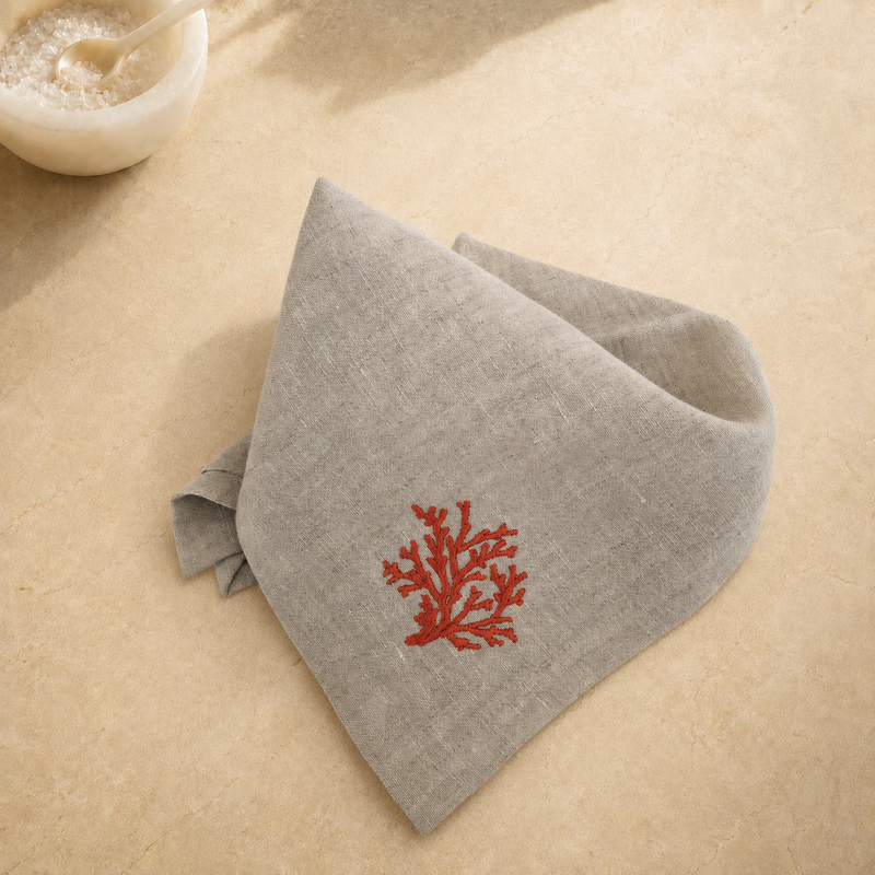 Servilletas Toscana Coral en Piedra Avena – Juego de 4