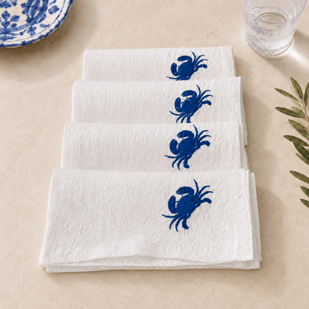 Servilletas Amalfi Crab en Blanco Roto – Set de 4