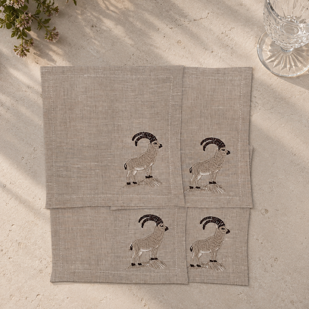 Tovaglioli da cocktail Cortina Stambecco color pietra avena — set di 4