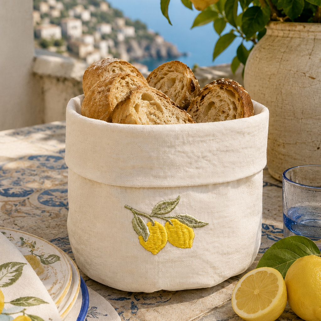 Lemons Aperitivo Set – Off-White Basket & Cocktail Napkins
