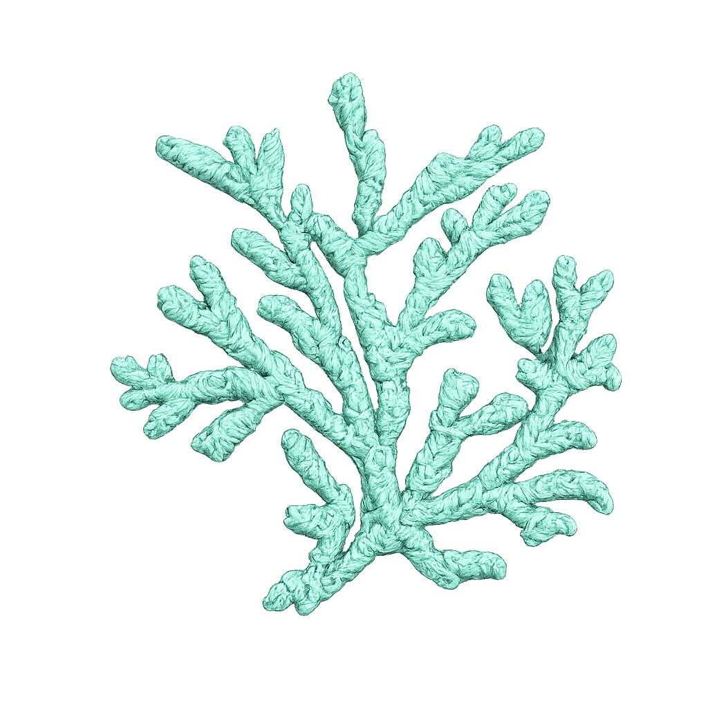 Turquoise coral-like branch on a white background