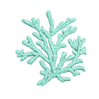 Turquoise coral-like branch on a white background