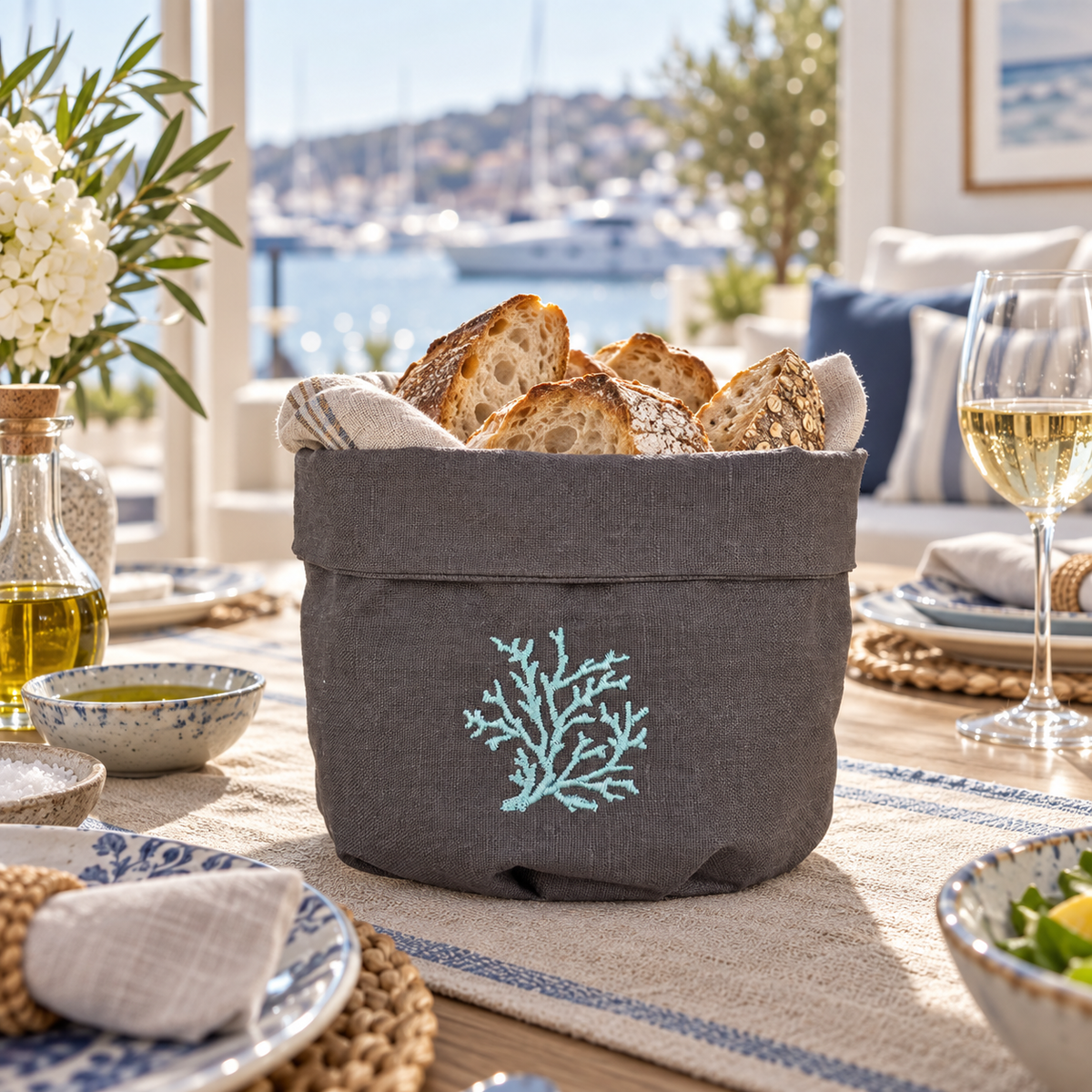 Toscana Aqua Coral Basket in Dark Taupe