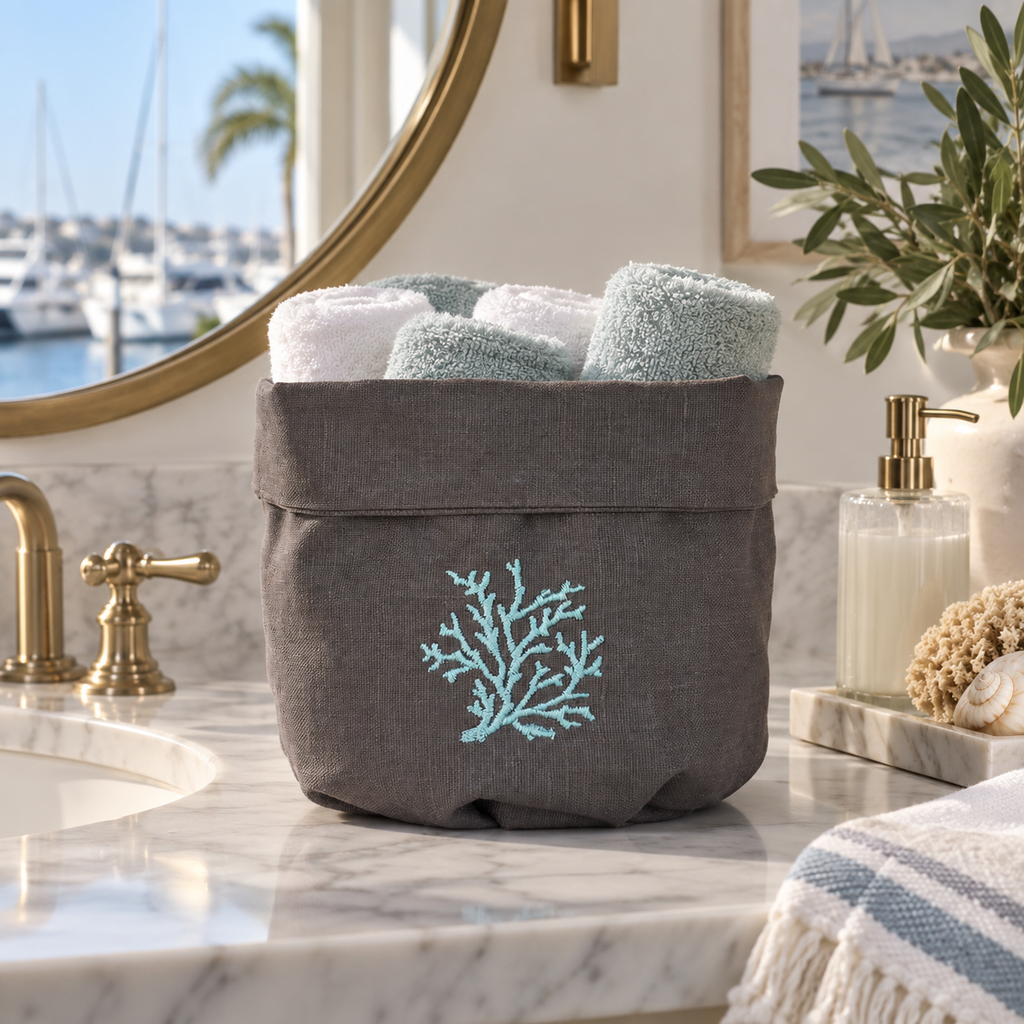 Toscana Aqua Coral Basket in Dark Taupe