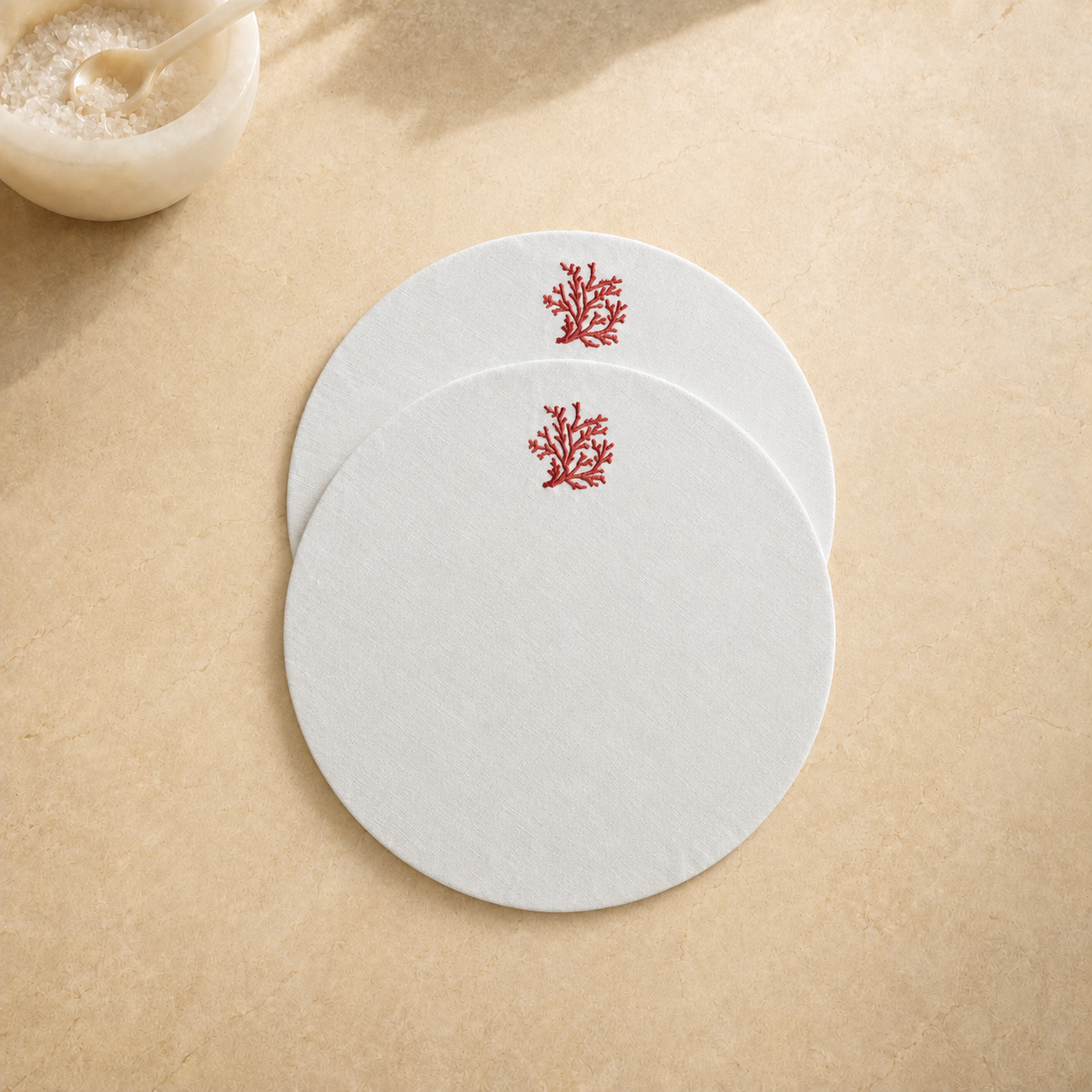 Toscana Coral Placemats in Off-White – Set of 2