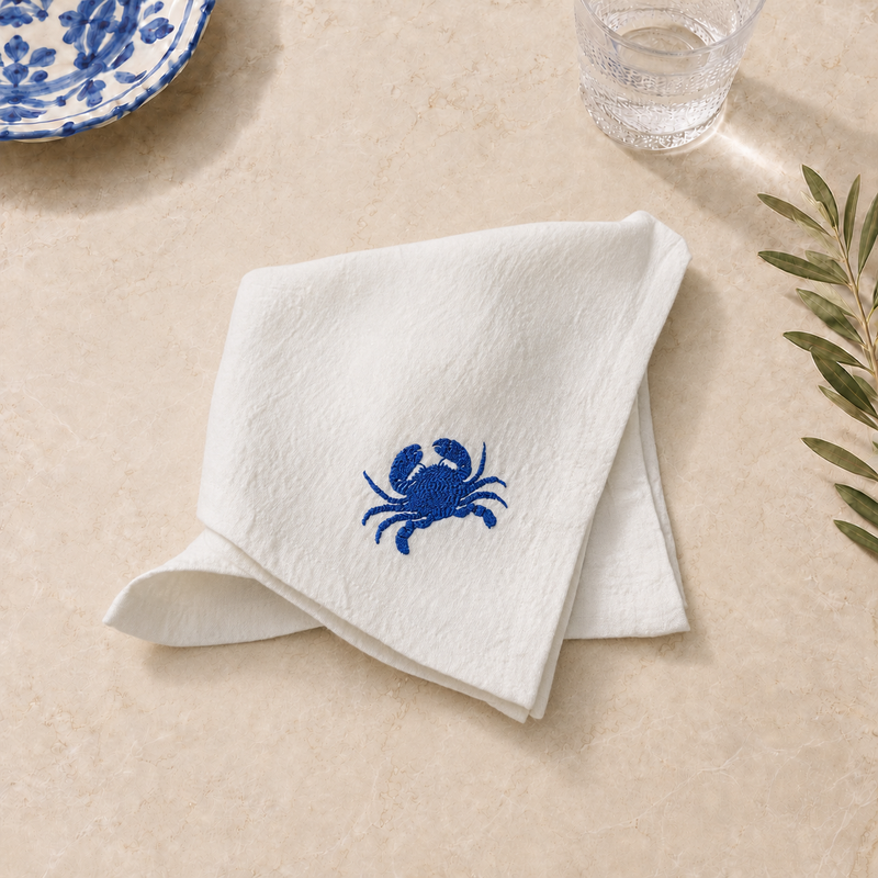 Servilletas Amalfi Crab en Blanco Roto – Set de 4