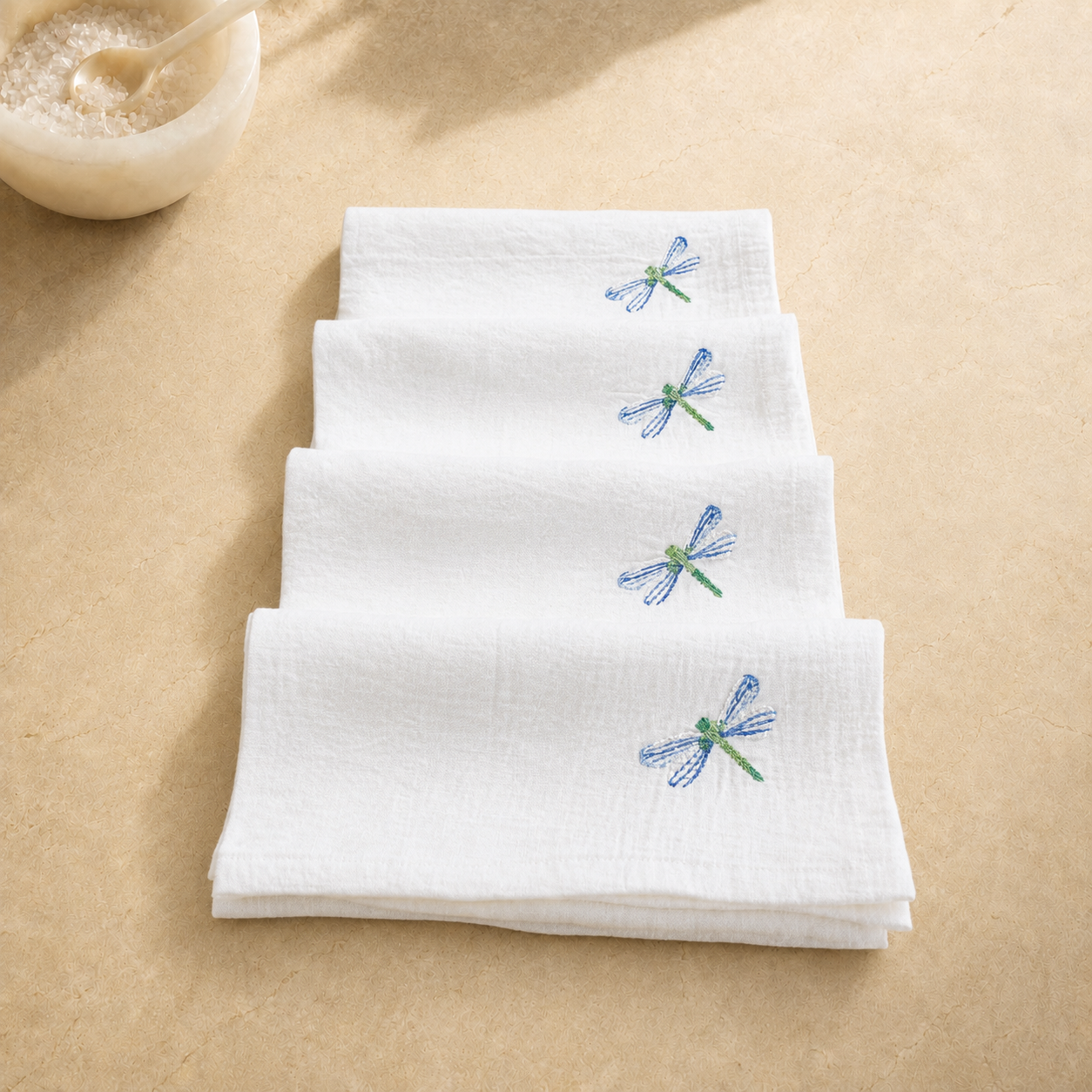 Toscana Dragonfly Napkins in Off-White – Set of 4