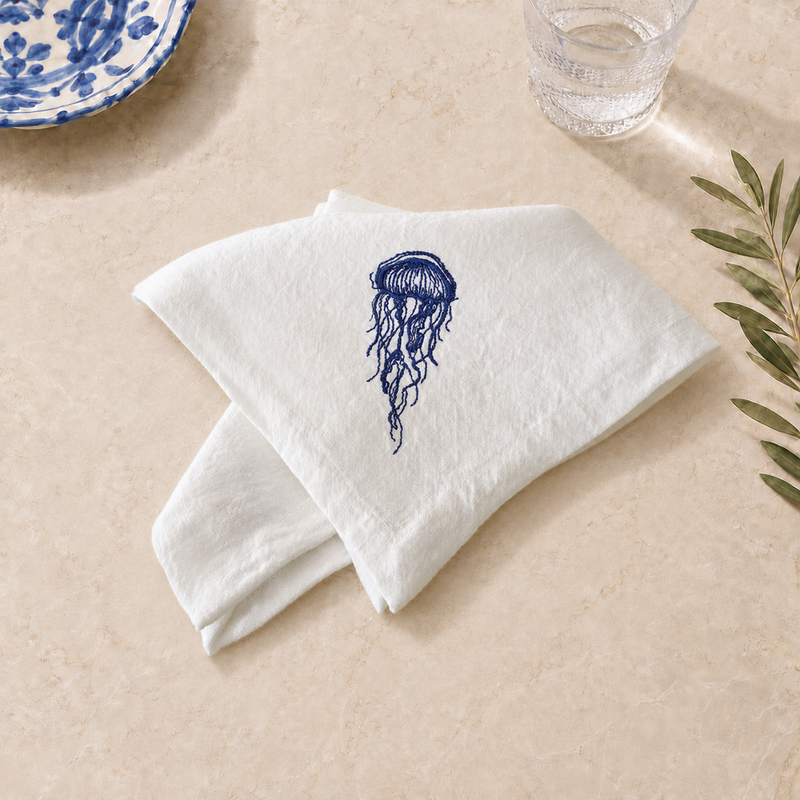 Servilletas de medusa Amalfi en blanco roto – Set de 4