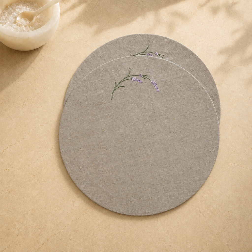 Toscana Lavender Placemats in Oatmeal Stone – Set of 2
