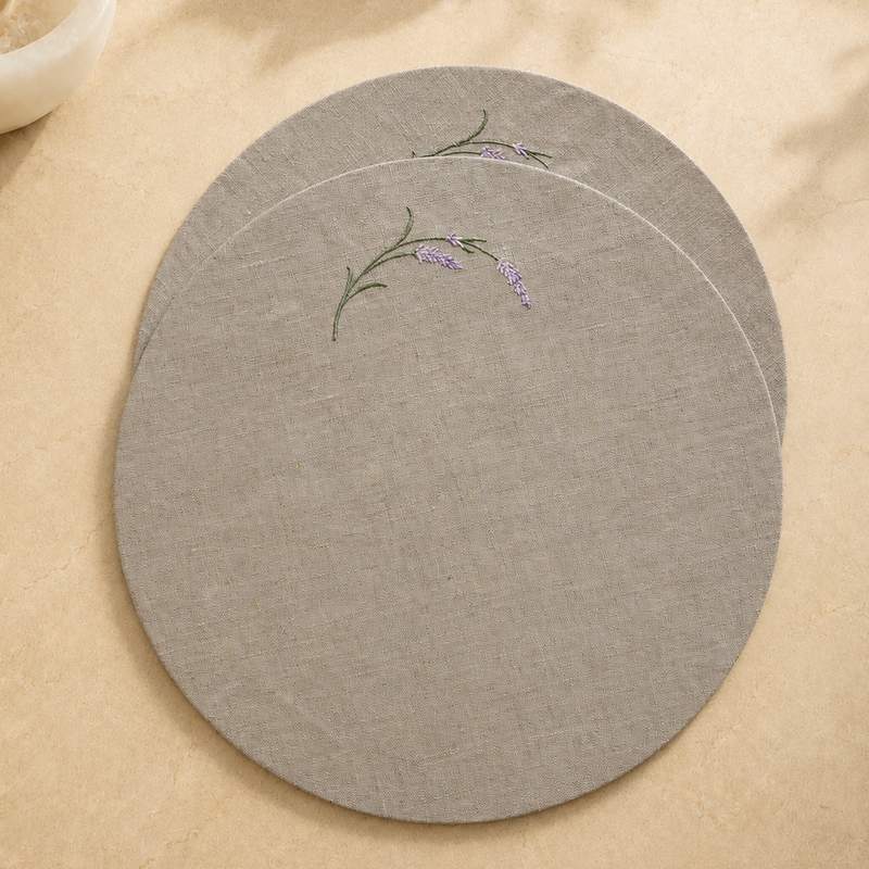 Toscana Lavender Placemats in Oatmeal Stone – Set of 2