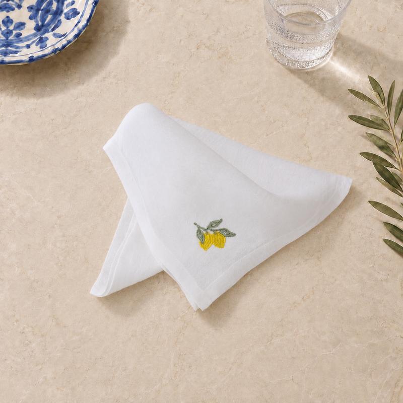 Servilletas de Limones de Amalfi en Blanco Roto – Juego de 4