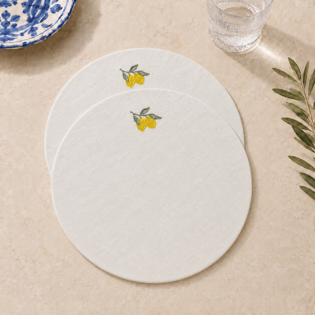Amalfi Lemons Placemats in Off-White – Set of 2