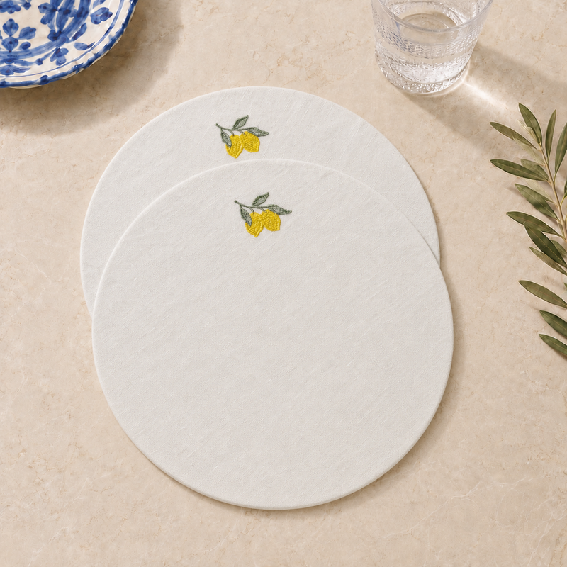 Individuales Amalfi Limones en blanco roto – Juego de 2