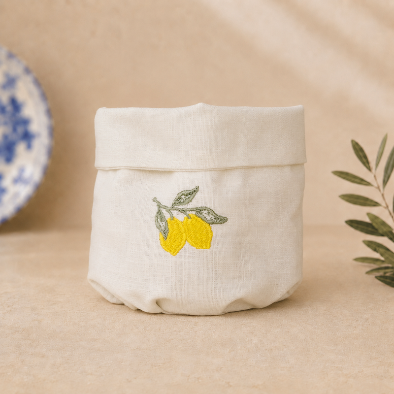 Cesta Amalfi Limones en blanco roto