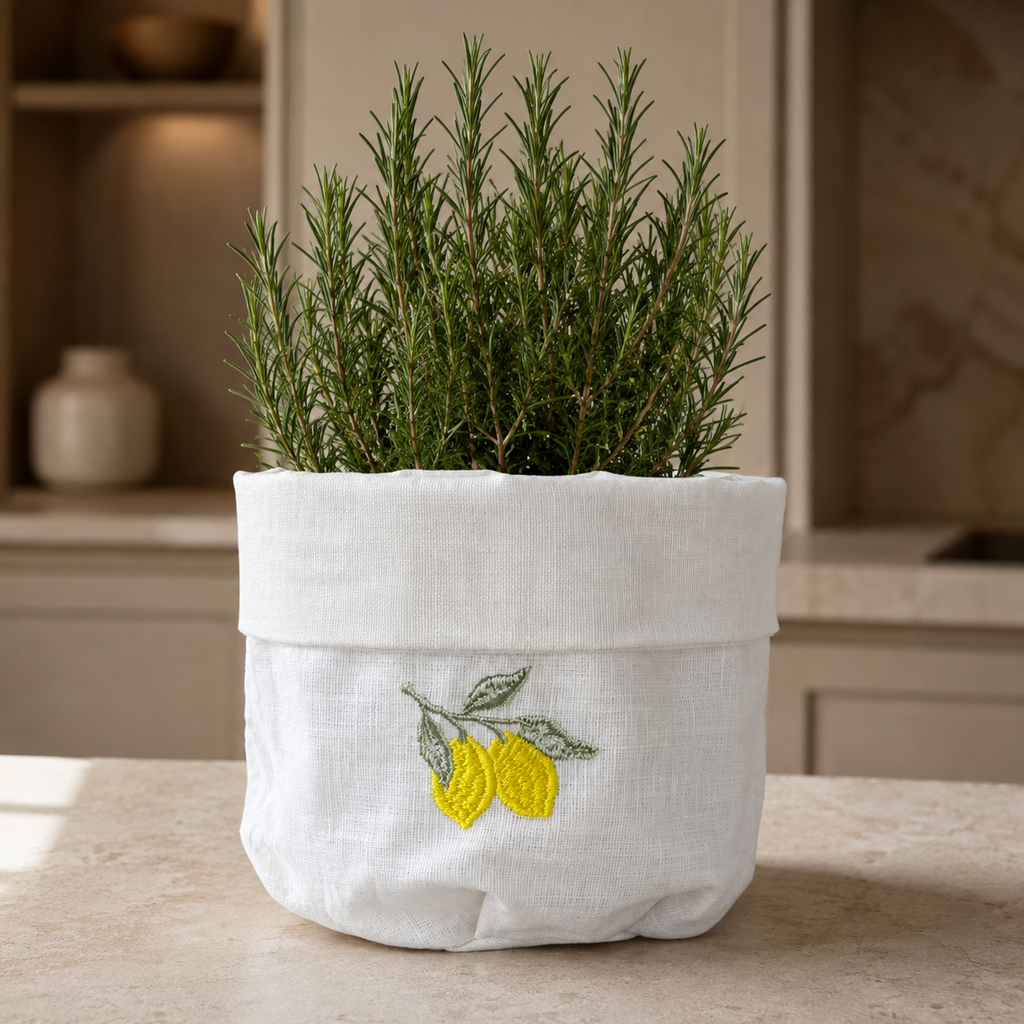 Cesta Amalfi Limones en blanco roto