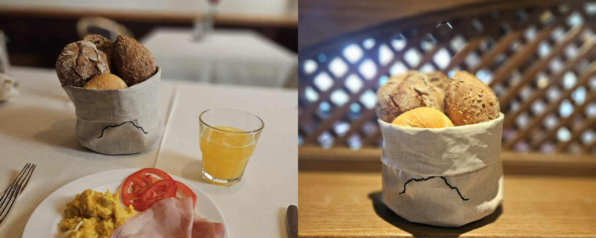 Custom embroidered bread baskets for Hotel Condor in Selva di Val Gardena