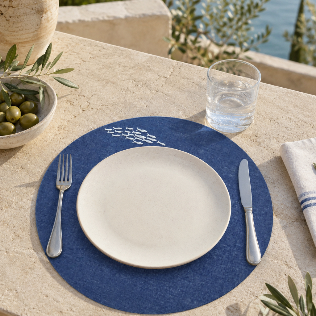 Tovagliette Amalfi Sardine in Blu Mediterraneo – Set da 2