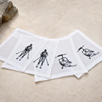 Tovaglioli da cocktail Cortina con sciatore color bianco panna — set da 4 pezzi