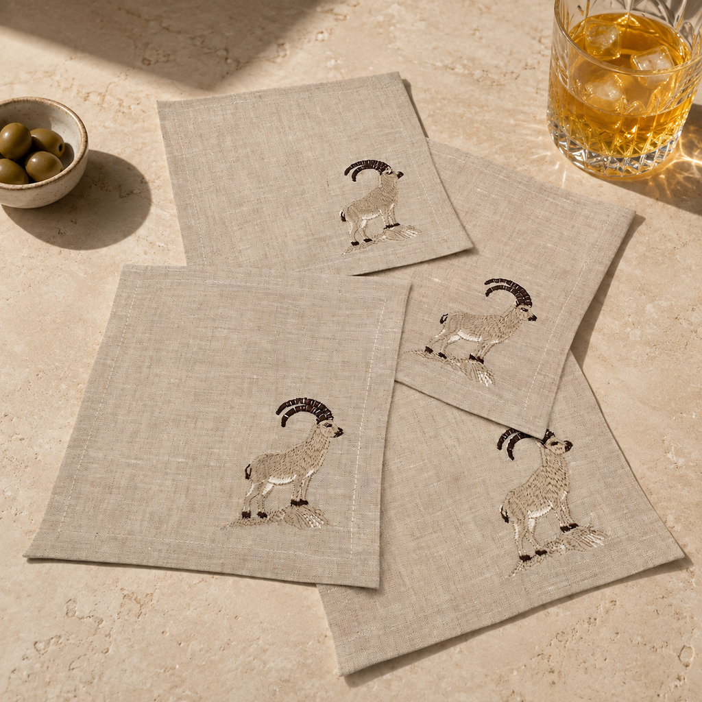Tovaglioli da cocktail Cortina Stambecco color pietra avena — set di 4