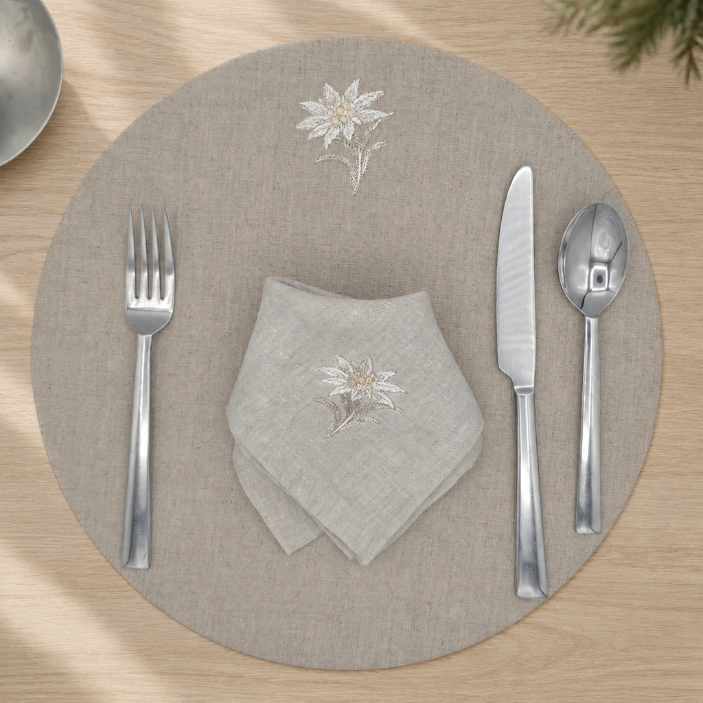 Cortina Stella Alpina Napkins in Oatmeal Stone — Set of 4