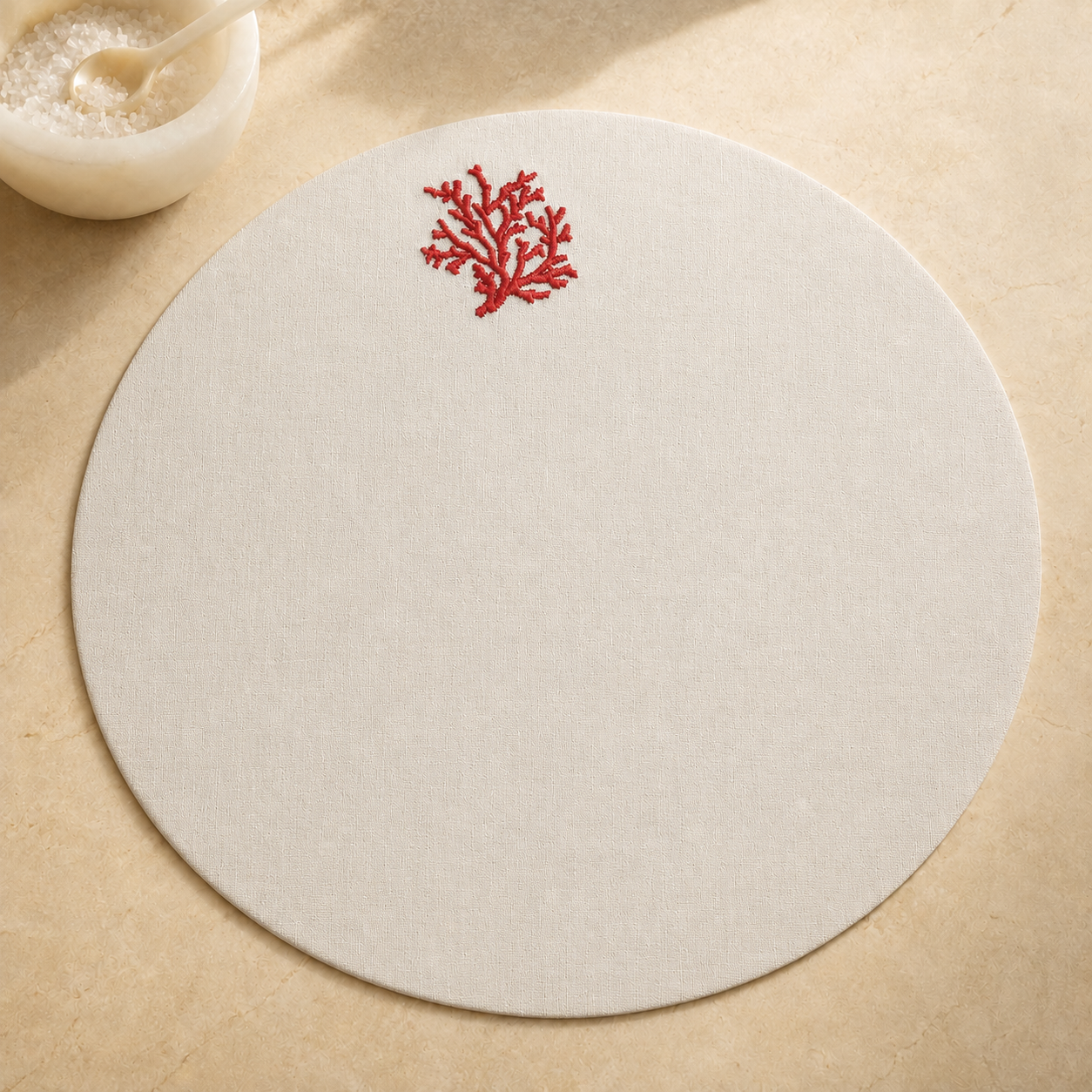 Toscana Off-White Coated Linen  Coral Placemats –  Set of 2