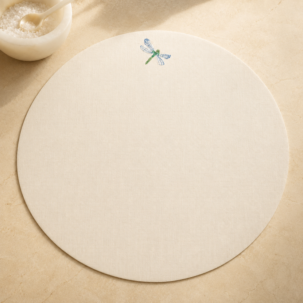 Off-White Dragonfly Coated Linen Placemats – Collezione Toscana, Set of 2