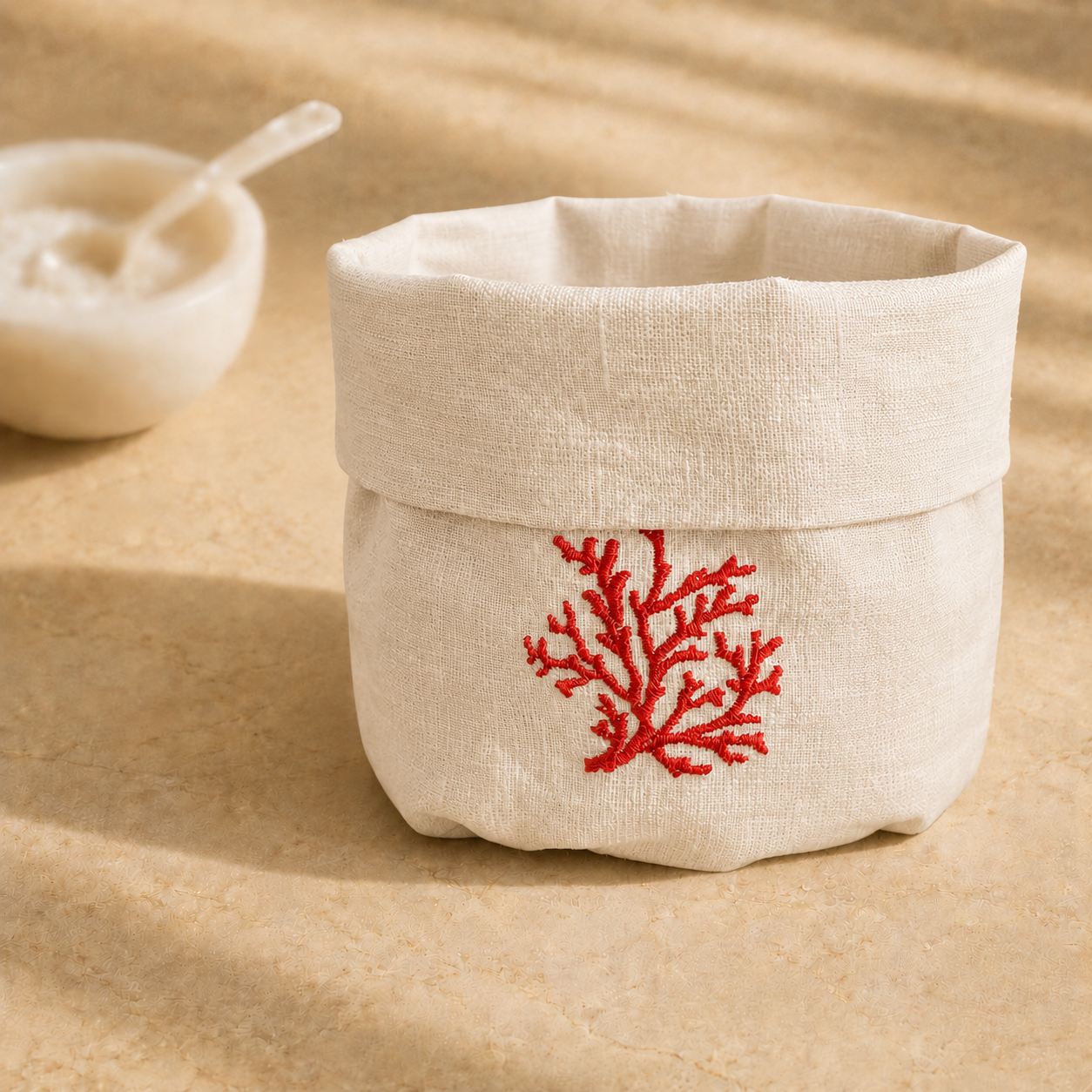 Toscana Off-White Basket – Coral