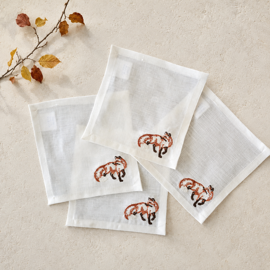 Cortina Volpe Cocktail Napkins in Off-White — Set of 4