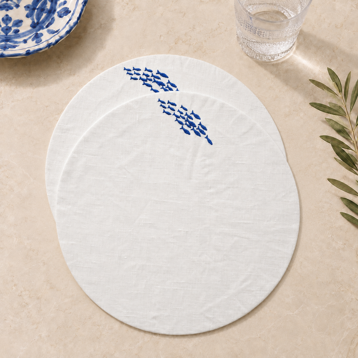 Amalfi Sardines Placemats in Off-White – Set of 2