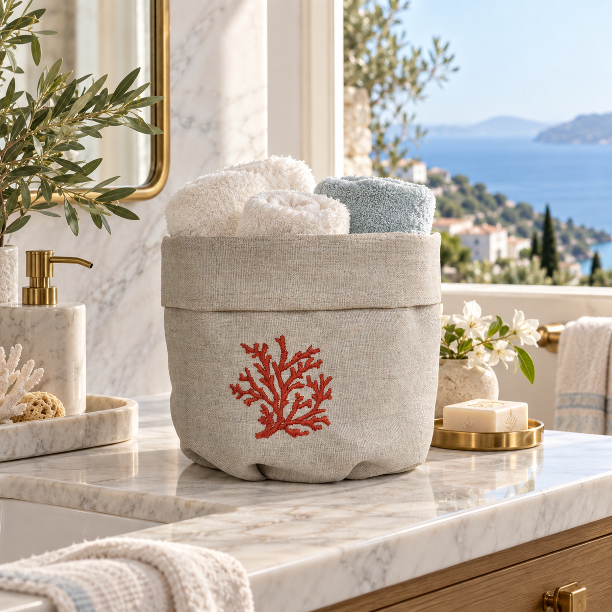 Toscana Coral Basket in Oatmeal Stone