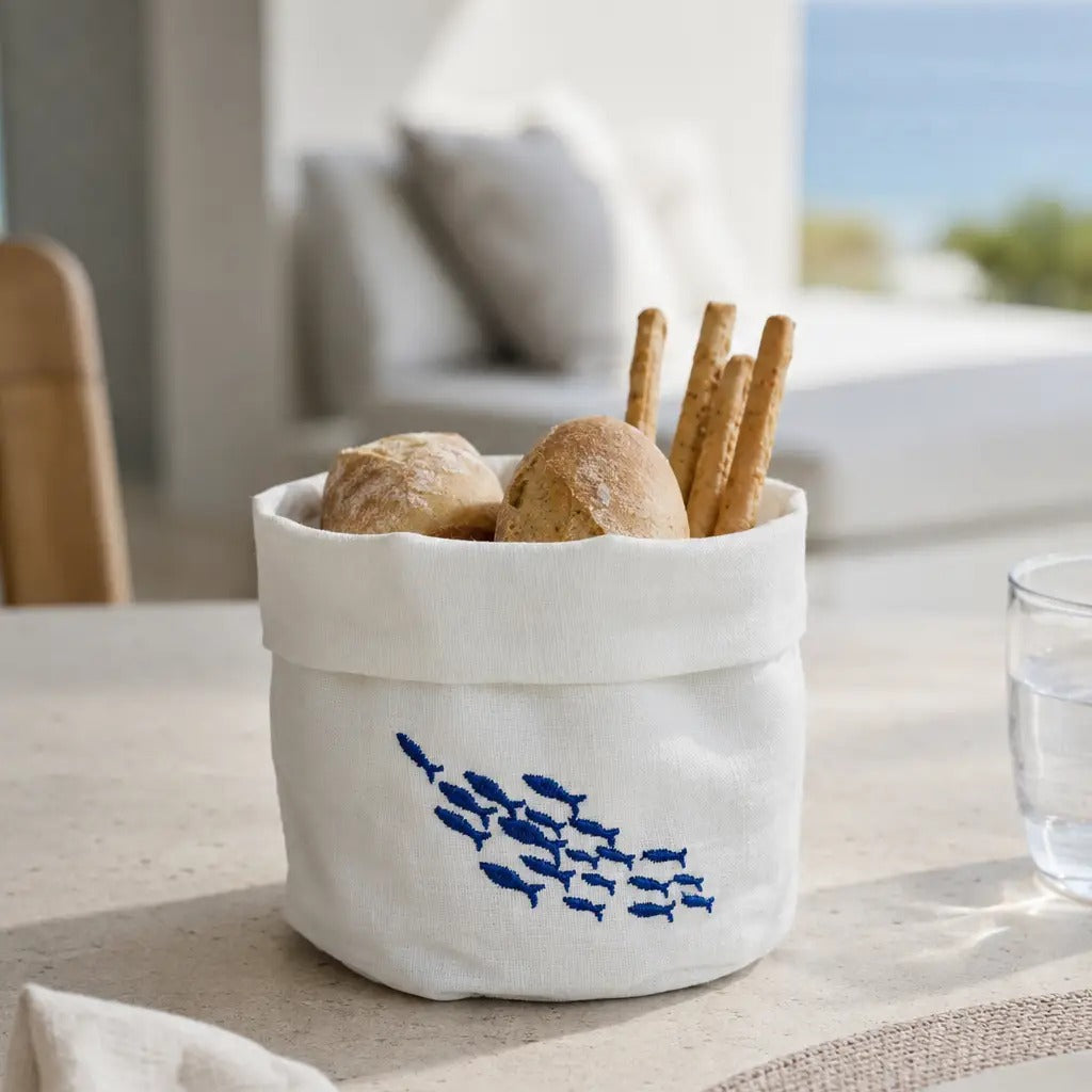 Sardines Aperitivo Set – Off-White Basket & Cocktail Napkins