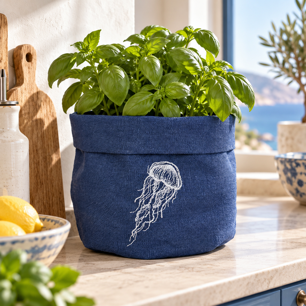 Amalfi Jellyfish Basket in Mediterranean Blue