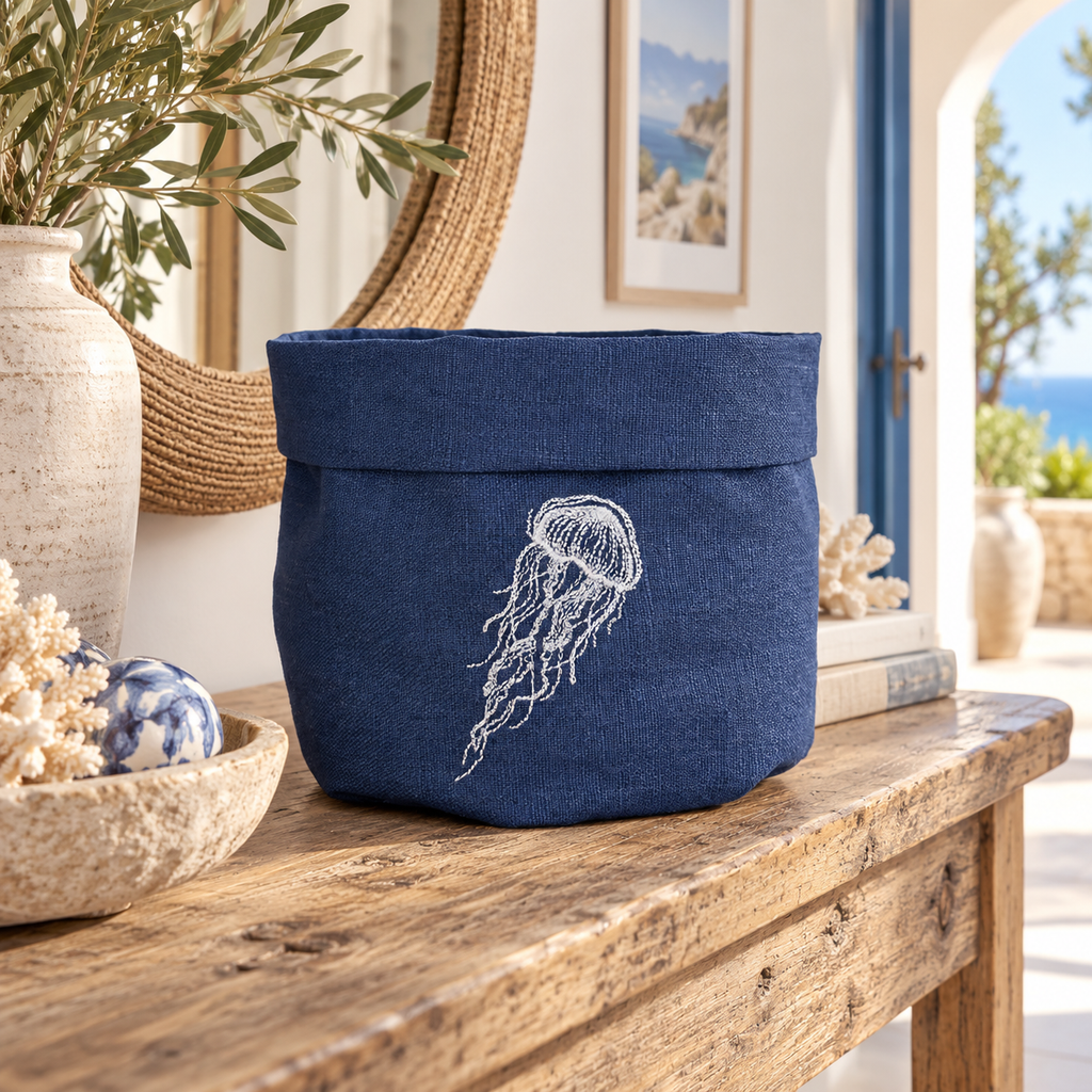 Amalfi Jellyfish Basket in Mediterranean Blue