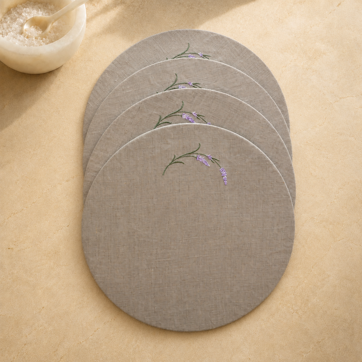 Juego completo Toscana Lavanda en piedra avena