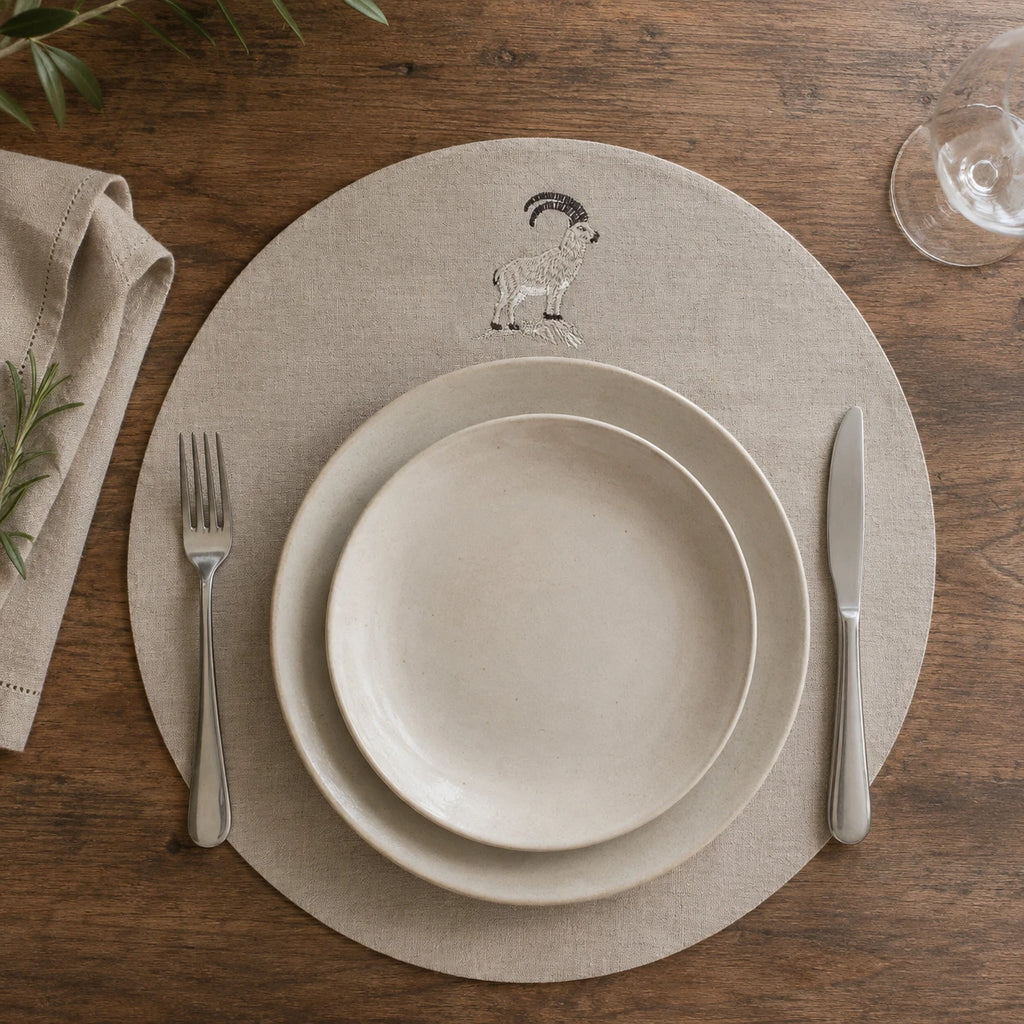 Cortina Stambecco Placemats in Oatmeal Stone — Set of 2