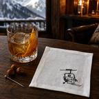 Tovaglioli da cocktail Cortina con sciatore color bianco panna — set da 4 pezzi