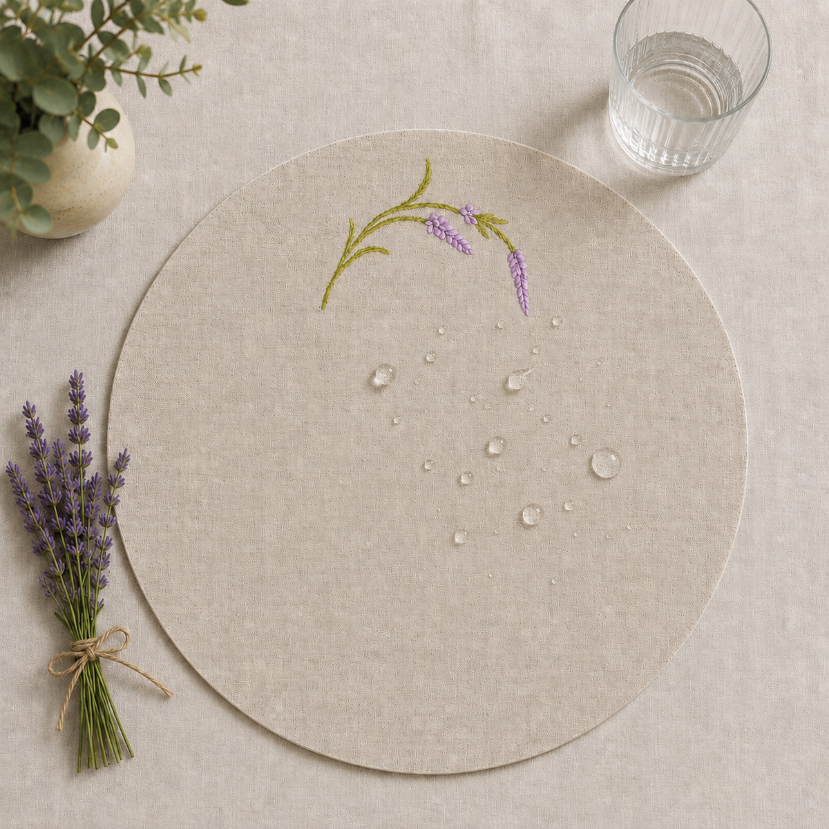 Toscana Lavender Placemats in Oatmeal Stone – Set of 2
